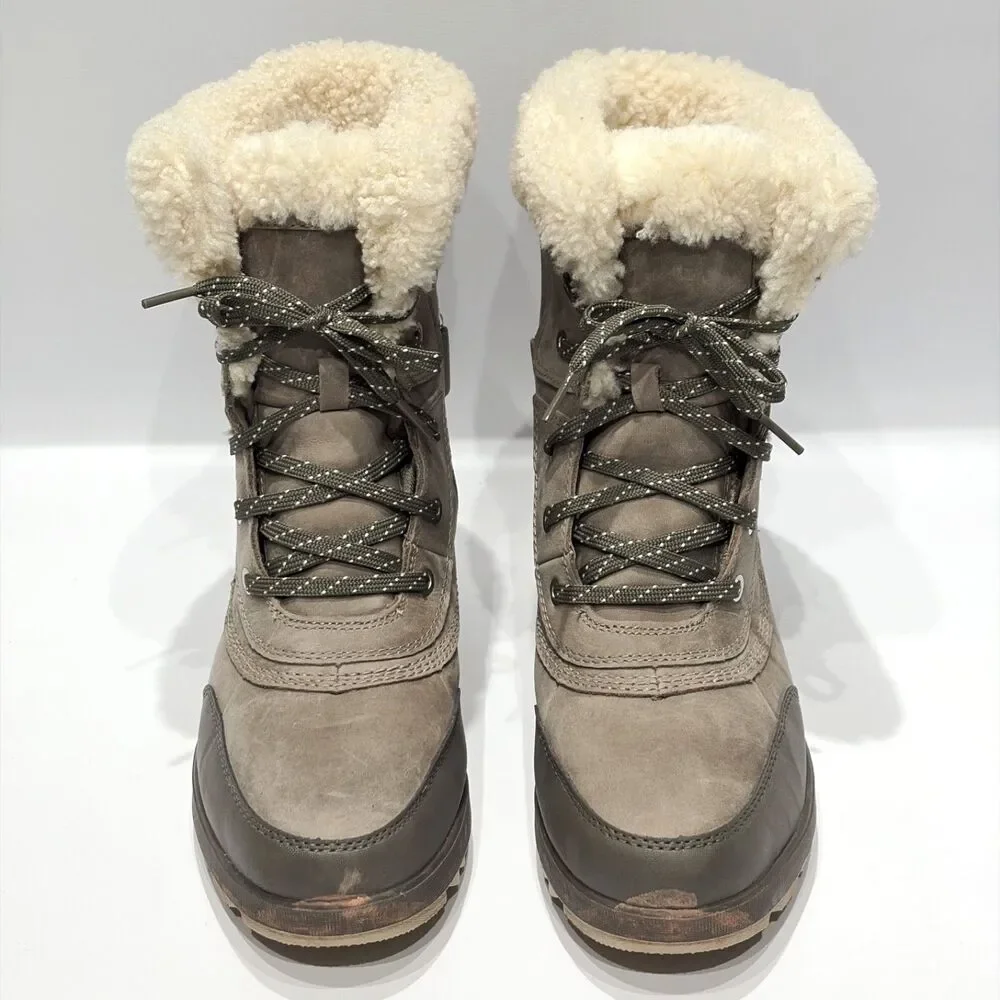 Sorel Tivoli IV Parc Waterproof Winter Boots Beige Leather Women 9.5 Light Wear
